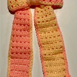 Crochet Bow Hair Accessory - Pink and Yellow